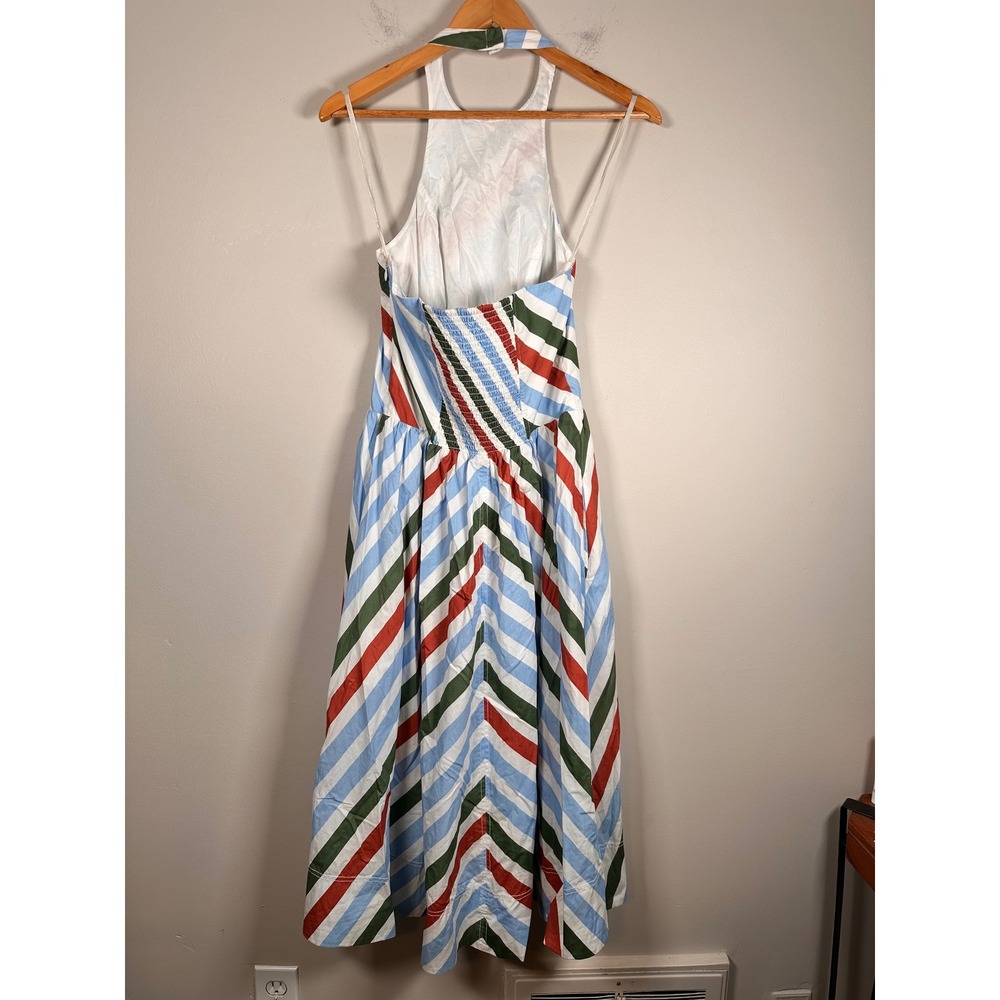 Maeve Halter Midi Dress Womens S Multicolor Striped Cotton Fit & Flare sundress - Picture 5 of 8